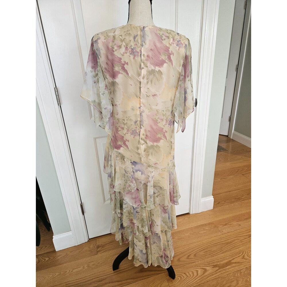 VTG Ursula of Switzerland Tiered flutter Floral Artistic Dress, women's 5/6 - Picture 5 of 12